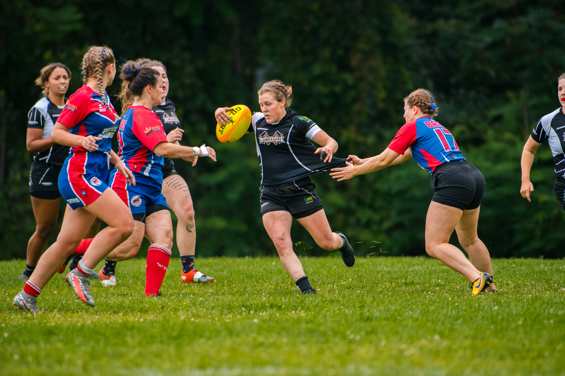  Saint-Georges Lumberjacks - Braves de Trois-Rivières - Rugby - RUGBY QUÉBEC FINALES LPR2 F SÉNIORS 2023 SAB QC- SG Lumberjacks vs Braves Trois-Rivières (#RQF2023LPR2SF1) Photo by: Simon Duquette | Siuxy Sports 2023-08-19