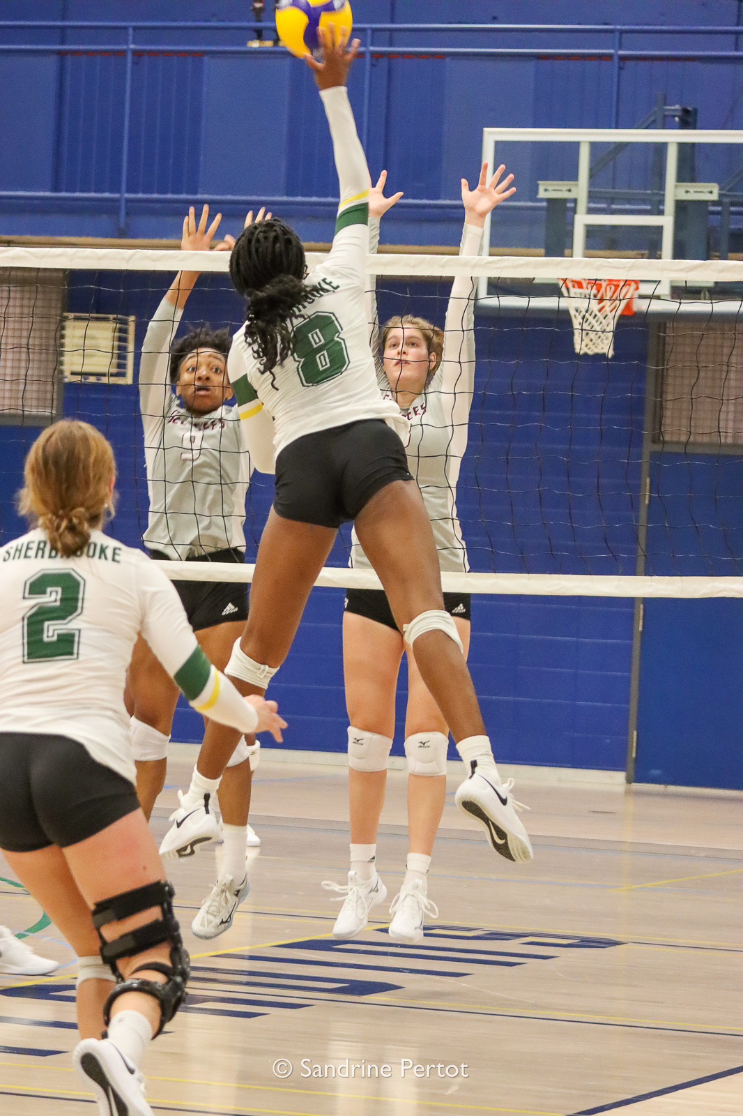Émilie DUMETZ - Jaël-Esther TELFORT -  Université de Sherbrooke -  - Volleyball - UQAM Invitational 2022 - Vert et Or (#2022UQAMINV05) Photo by: Sandrine Pertot | Siuxy Sports 2022-09-24