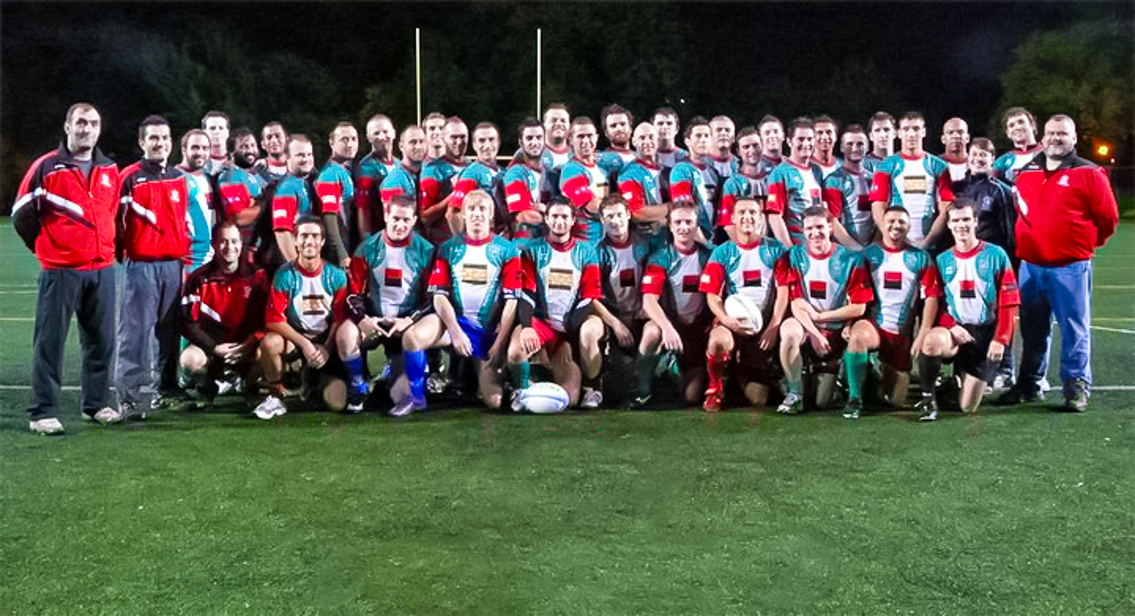 Sébastien BISSONNETTE - Yohann CAM - Francis DALLAIRE - Hector DE CELIS - Jean-Michel DION - Guillaume GRÉGOIRE-VERHAEGHE - Matthieu LANGNEL - Ralph LAPALU - Simon LAROCHE - Matthieu LE NIR - Laurent LENOIR - Matthieu LEVIGNAT - Cédric MATTEINI - Alex MIREAULT - Andrei MOISA - Eric PAGES - Nicolas PRIEUR - Jean-François QUINTON - Christophe SEGARRA - Rémy SPANO - Francis VALENTIN - Guillaume VIVIEN -  Rugby Club de Montréal -  - Rugby - Équipe de 2010 () Photo by:  | Siuxy Sports 2010-10-14