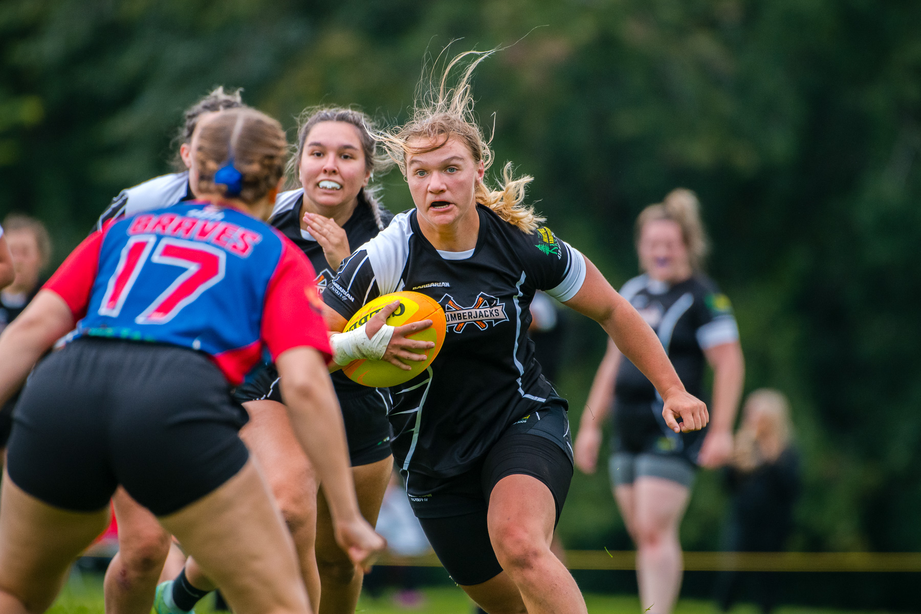  Saint-Georges Lumberjacks - Braves de Trois-Rivières - Rugby - RUGBY QUÉBEC FINALES LPR2 F SÉNIORS 2023 SAB QC- SG Lumberjacks vs Braves Trois-Rivières (#RQF2023LPR2SF1) Photo by: Simon Duquette | Siuxy Sports 2023-08-19