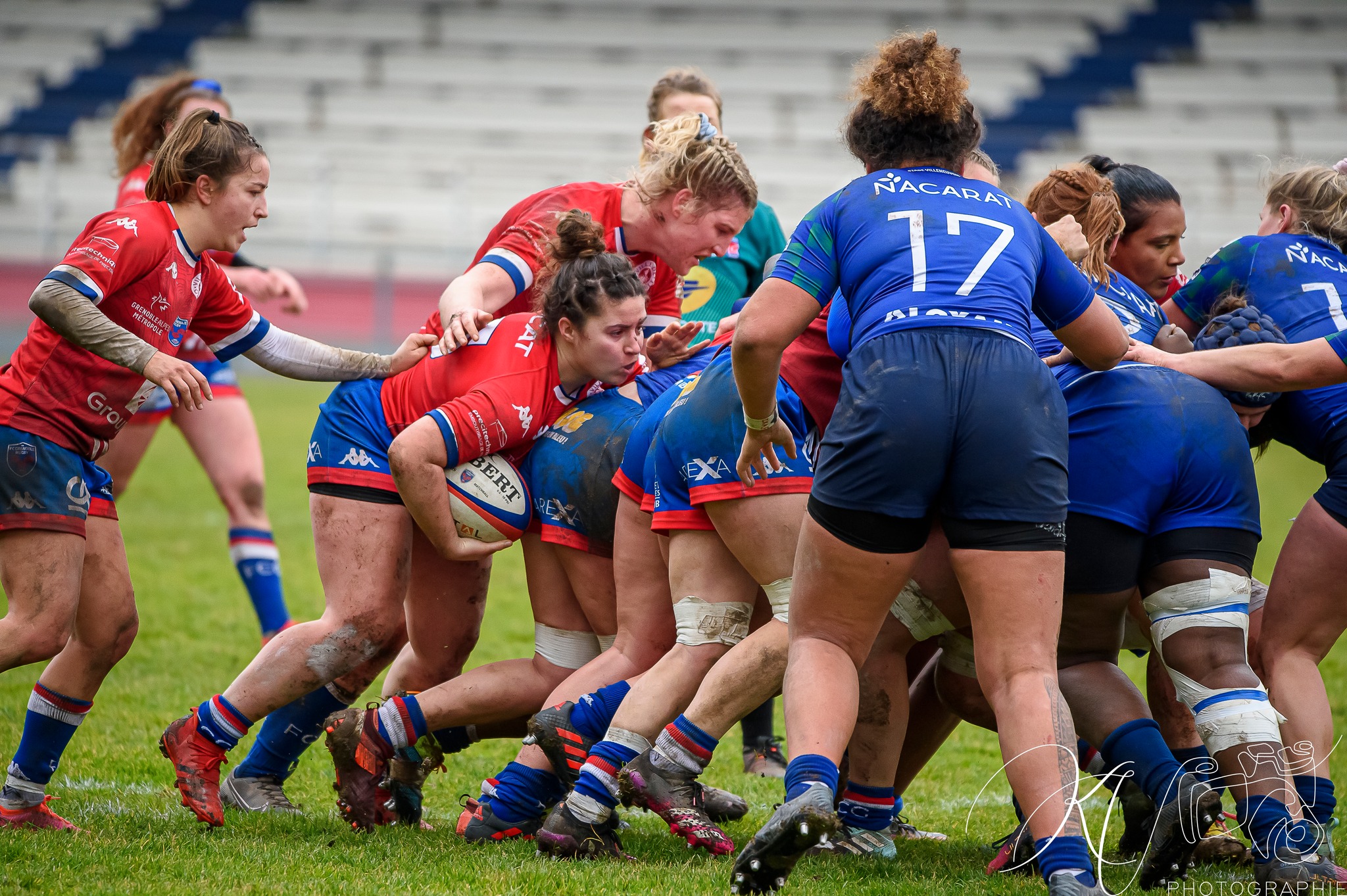Valentine GUILLET - Ambre MWAYEMBE -  FC Grenoble Rugby - Lille Métropole Rugby Club Villeneuvois - Rugby - FCG Amazones (18) VS (16) LMRCV (#2023FCGvsLMRCV01) Photo by: Karine Valentin | Siuxy Sports 2023-01-08